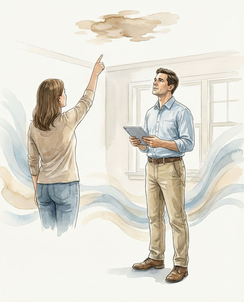 Property owner reviewing claim with public adjuster